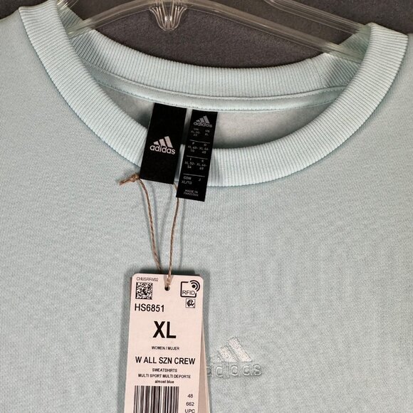 Adidas Womens X-Large XL Mint Green All Season Long Sleeve Crew Sweatshirt NWT - Picture 5 of 12